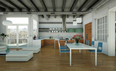 Modern minimalist oturma odası iç kanepe ile çatı tasarım tarzında