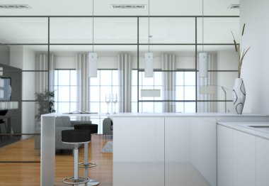 Modern minimalist oturma odası iç kanepe ile çatı tasarım tarzında