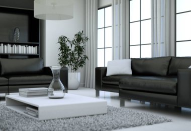 Modern minimalist oturma odası iç kanepe ile çatı tasarım tarzında