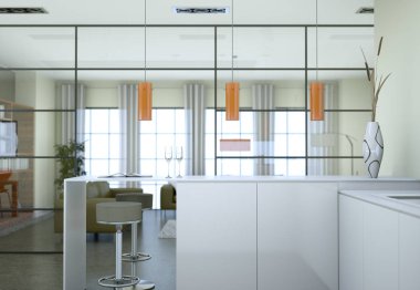 Modern minimalist oturma odası iç kanepe ile çatı tasarım tarzında