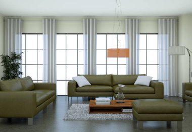Modern minimalist oturma odası iç kanepe ile çatı tasarım tarzında