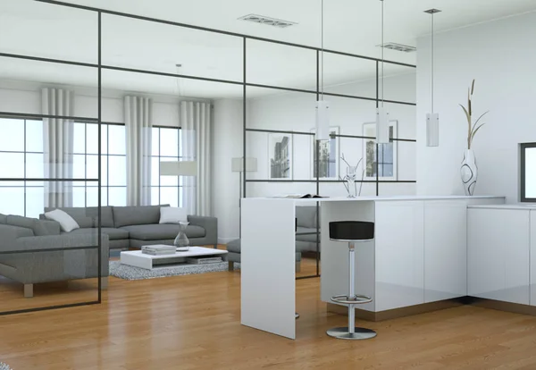 Modern minimalist oturma odası iç kanepe ile çatı tasarım tarzında