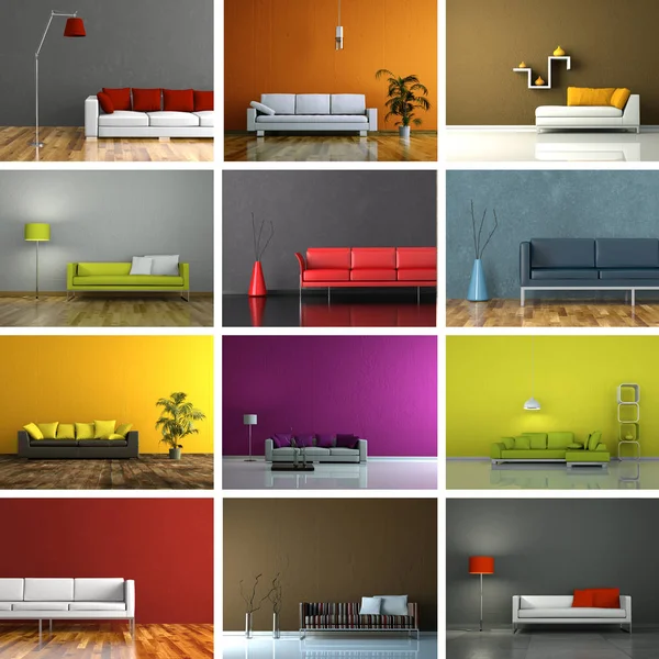 Set of sofas in modern Interior design — Stock Photo, Image