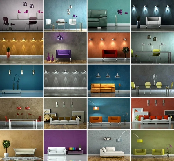 Conjunto de sofás em design de interiores moderno — Fotografia de Stock