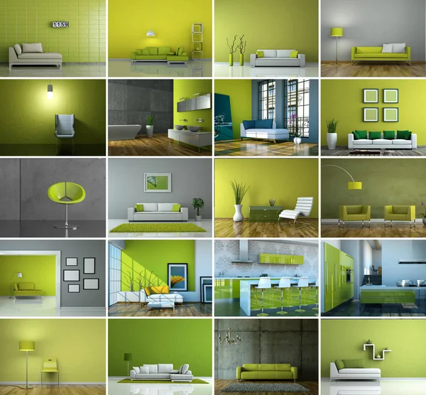 Uppsättning av soffor i modern grön Interior design — Stockfoto