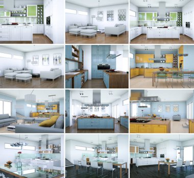 Dizi modern Loft iç tasarım 3d render