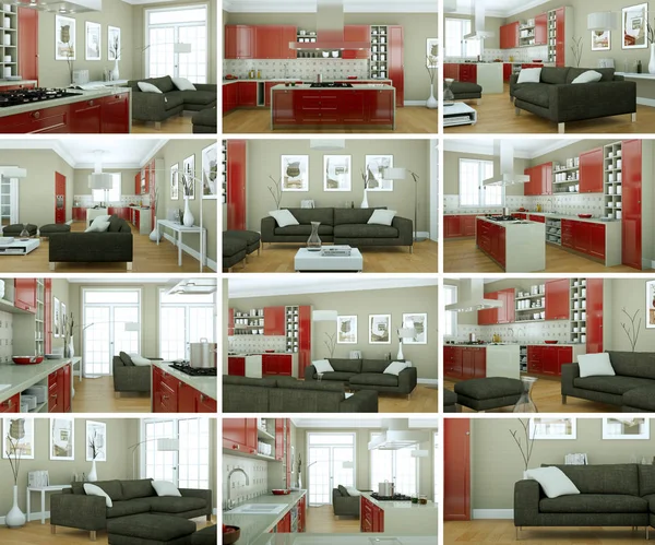 Sada moderního obývacího pokoje design interiéru — Stock fotografie