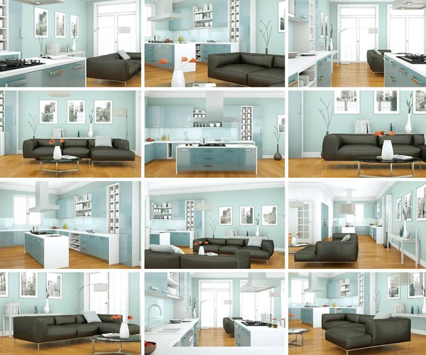 Conjunto de sala de estar moderna Design de interiores — Fotografia de Stock