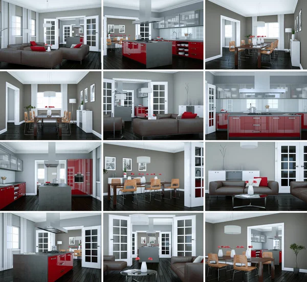 Set of modern flat Interior design — Stock Photo, Image