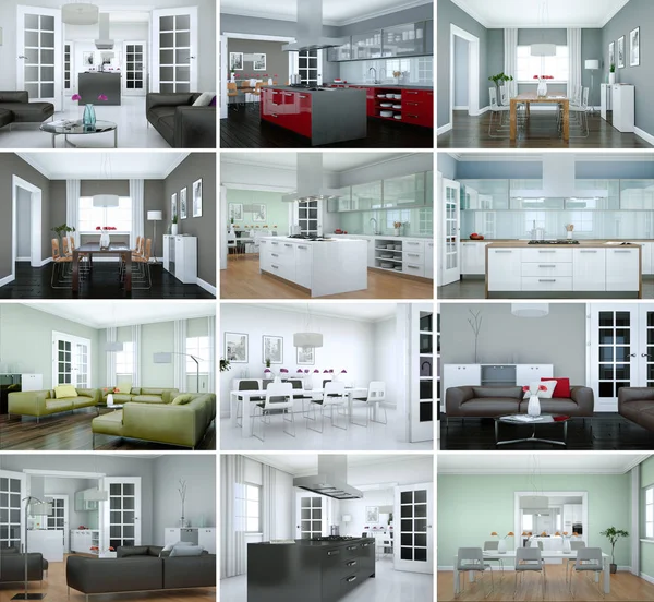 Set of modern flat Interior design — Stock Photo, Image