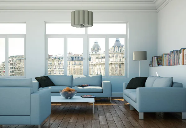 Moderne lichte Skandinavische interieur woonkamer — Stockfoto