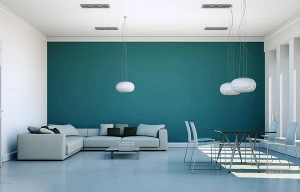 Moderne helle Loft-Einrichtung mit Sofa und Esstisch — Stockfoto