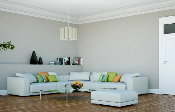 Moderno luminoso skandinavian interior design soggiorno — Foto Stock