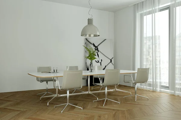 Moderno design de interiores skandinavian brilhante sala de jantar — Fotografia de Stock