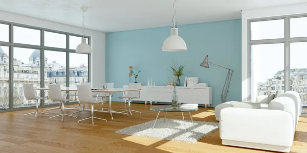 Modern bright skandinavian interior design dining room — Stock Photo, Image