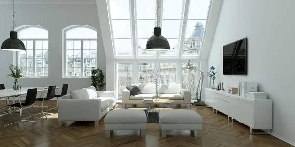 Modern bright skandinavian interior design living room — Stock Photo, Image