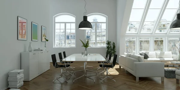 Moderne lyse skandinavisk indretning stue - Stock-foto