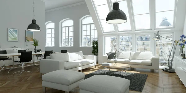 Modern bright skandinavian interior design living room — Stock Photo, Image