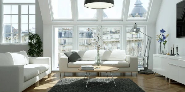 Moderne lichte Skandinavische interieur woonkamer — Stockfoto