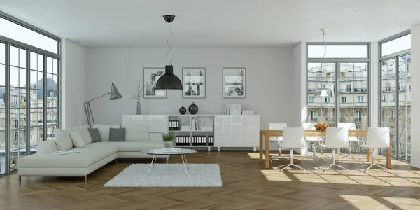 Projekt mieszkania nowoczesne jasne skandinavian — Zdjęcie stockowe