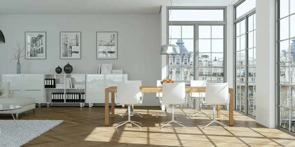 Modern parlak skandinavian düz iç tasarım