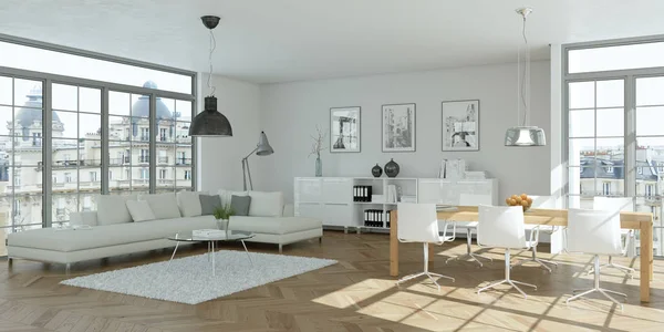 Modern bright skandinavian flat interior design — Stock Photo, Image