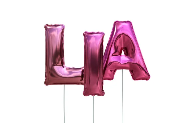 Naam lia gemaakt van roze Luchtballons Opblaasbare geïsoleerd op witte achtergrond — Stockfoto