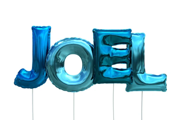 Name joel made of blue inflatable balloons isolated on white background — Stock Photo, Image