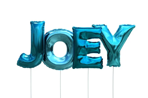 Nom joey fait de ballons gonflables bleus isolés sur fond blanc — Photo