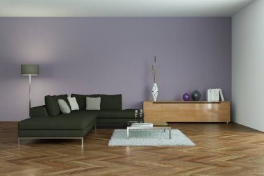 Modern parlak skandinavian iç tasarım oturma odası