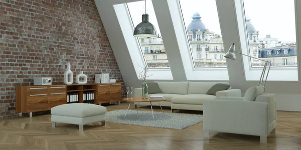 Moderno design interior brilhante sala de estar — Fotografia de Stock