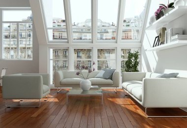 Modern parlak düz iç tasarım kanepeler