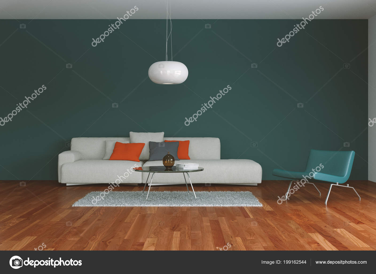 Modern orange living room interior design — Stock Photo © virtua73