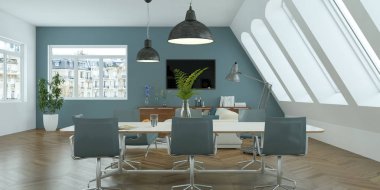 Modern parlak skandinavian iç tasarım oturma odası