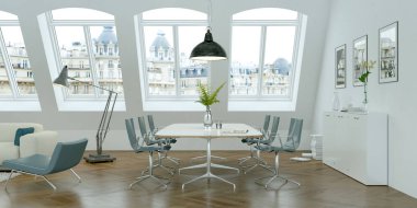 Modern parlak skandinavian iç tasarım oturma odası