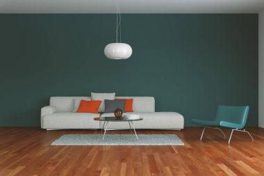 Modern turuncu oturma odası iç tasarım