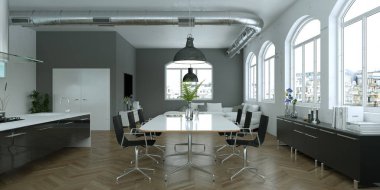 Modern parlak skandinavian iç tasarım oturma odası