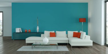 Modern parlak skandinavian düz iç tasarım