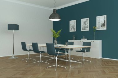 Modern parlak skandinavian yemek odası iç tasarım