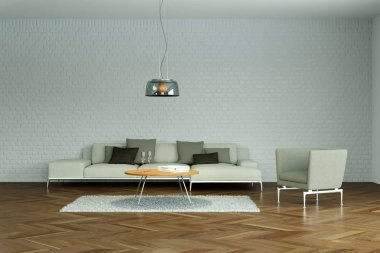 Modern parlak skandinavian düz iç tasarım