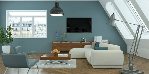 Moderne lichte Skandinavische interieur woonkamer — Stockfoto