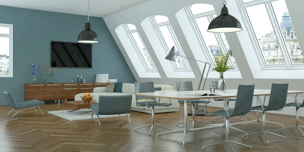 Modern parlak skandinavian iç tasarım oturma odası