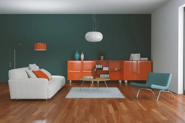 Arancio moderno salotto interior design — Foto Stock