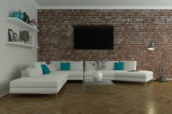 Modern parlak skandinavian ile düz stonewall iç tasarım