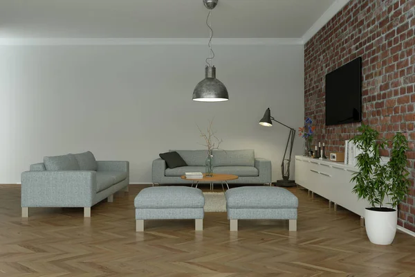 Moderno apartamento skandinavian brilhante com design de interiores stonewall — Fotografia de Stock