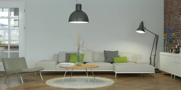 Modern fényes skandinavian lakás lakberendezés — Stock Fotó
