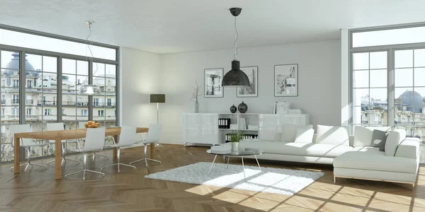 Moderno skandinavian brilhante design de interiores planos — Fotografia de Stock