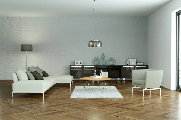 Moderno diseño interior plano skandinavian brillante — Foto de Stock