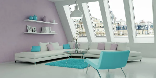 modern bright pink flat interior design