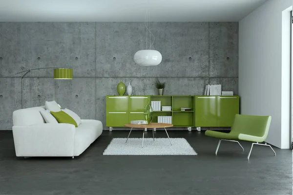 Moderno diseño interior sala de estar verde — Foto de Stock